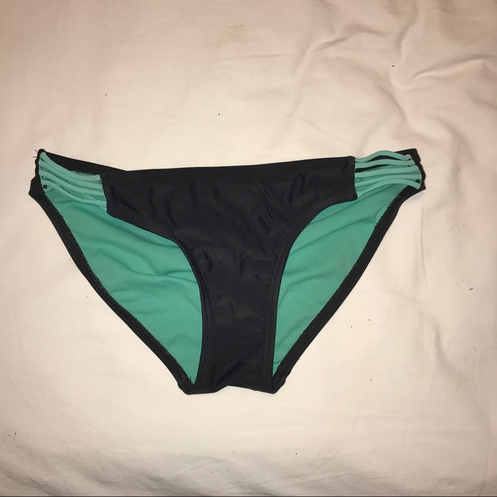 Green and black Strappy bikini bottoms